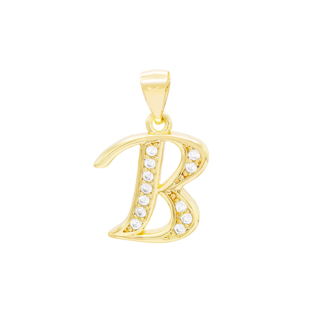 Alphabet A-Z Initial Letter CZ Pendant 14K Gold Filled Curb Chain Set 18" 20" 24" Women
