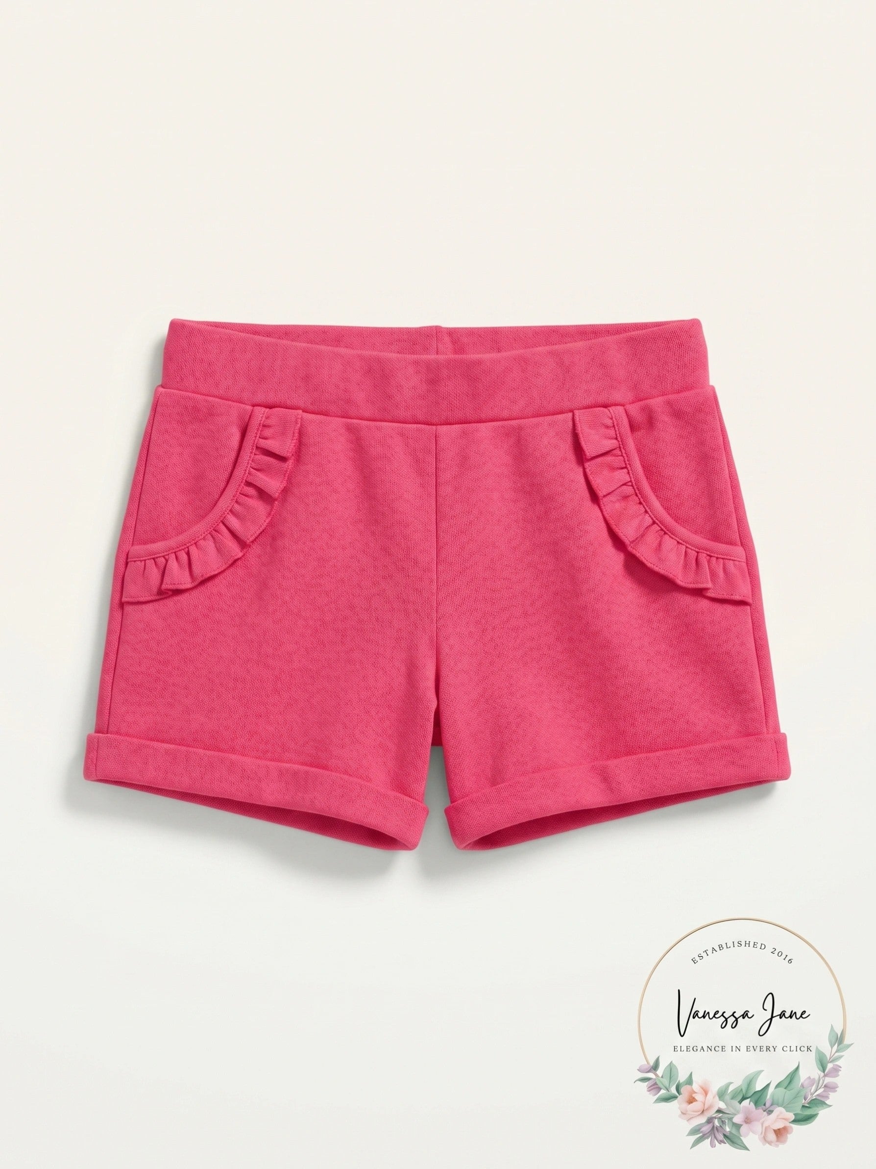 Hanes Little Girls' Ruffle Pocket Shorts, Pink, X-Small -4/5