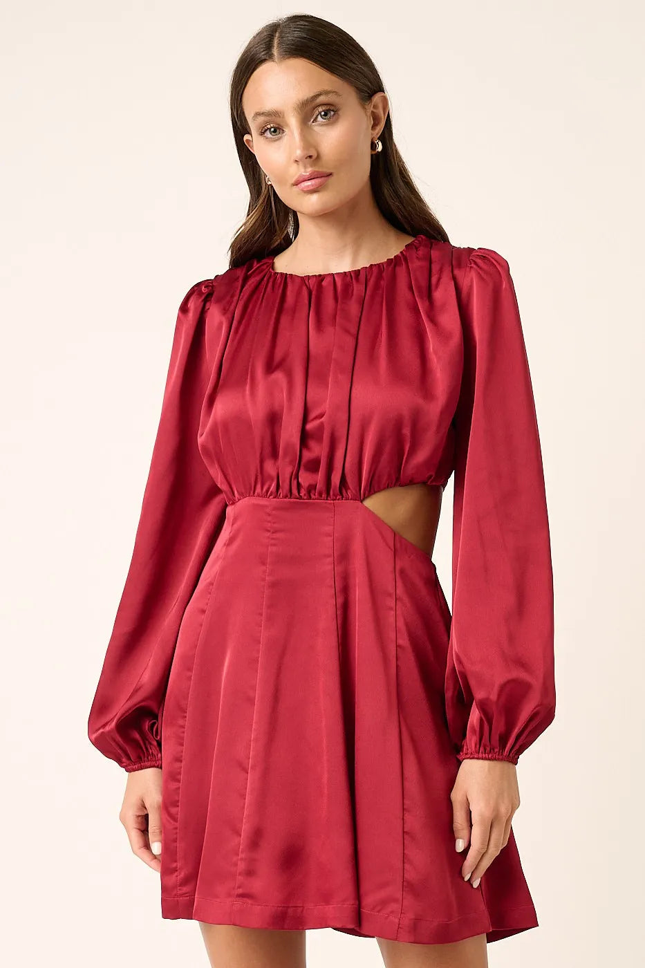 Mittoshop Satin Side Cutout Detail Mini Dress