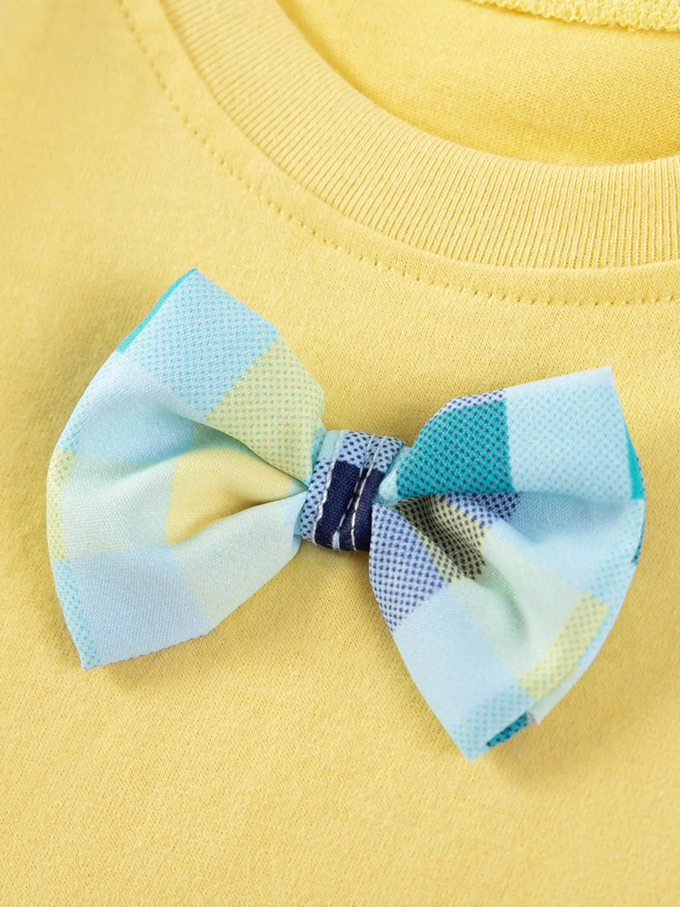 Children's Bow Embroidered Round Neck T-Shirt