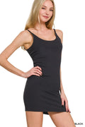 Zenana Ponte Spaghetti Strap Bodycon Mini Dress