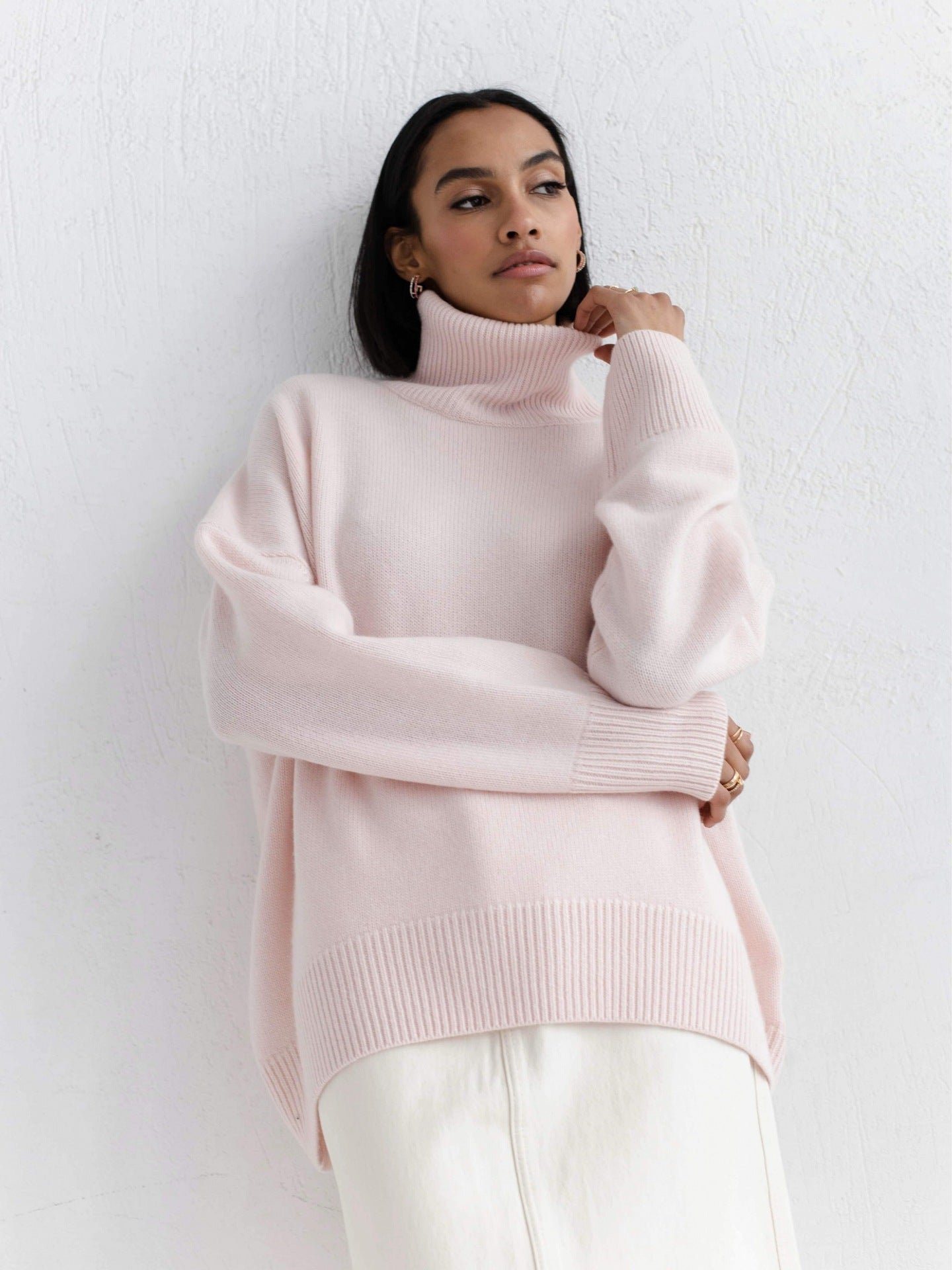 Winter Turtleneck Sweater Ins Solid Color Long Sleeve Pullover Top Women's Clothing