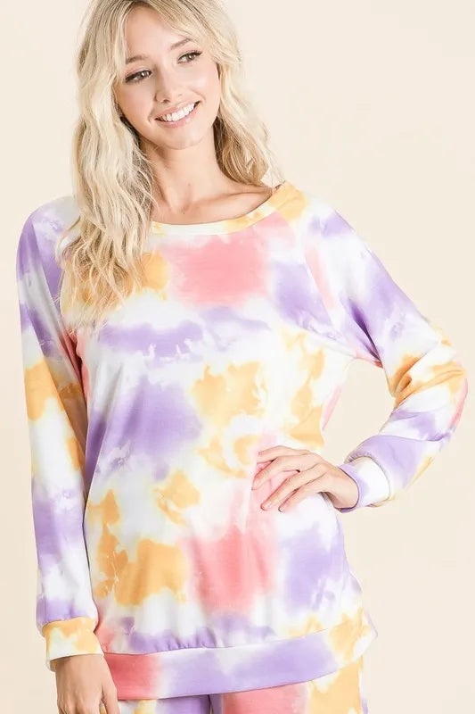 BiBi Tie Dye French Terry Top and Shorts Set