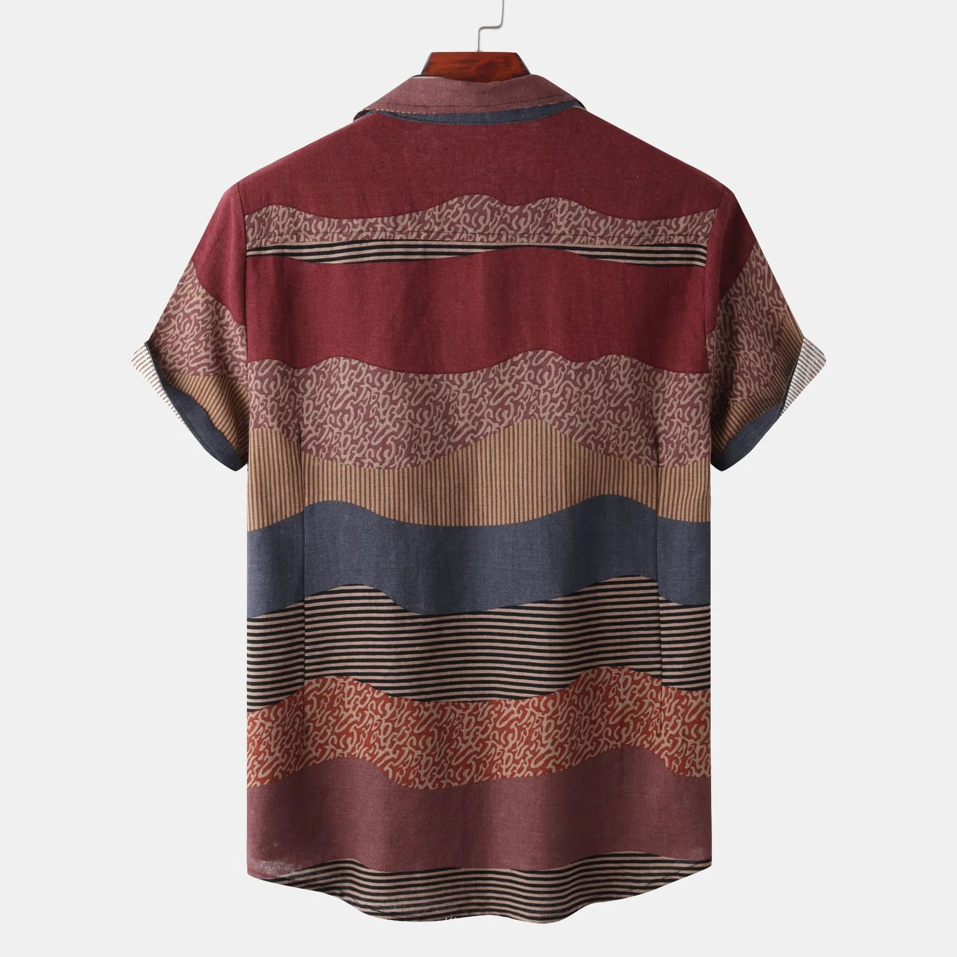 Men's Plus Size Color Block Short Sleeve Casual Shirt