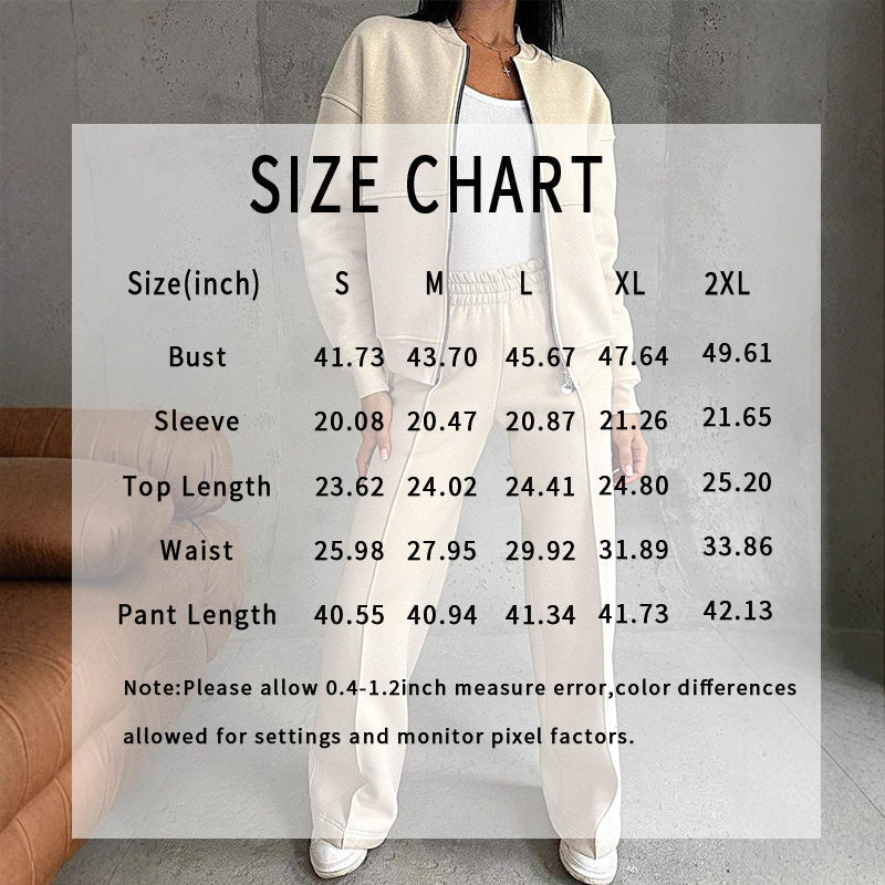 Women’s 2-Piece Zip-Up Sweatsuit Set — Jacket & Wide-Leg Sweatpants