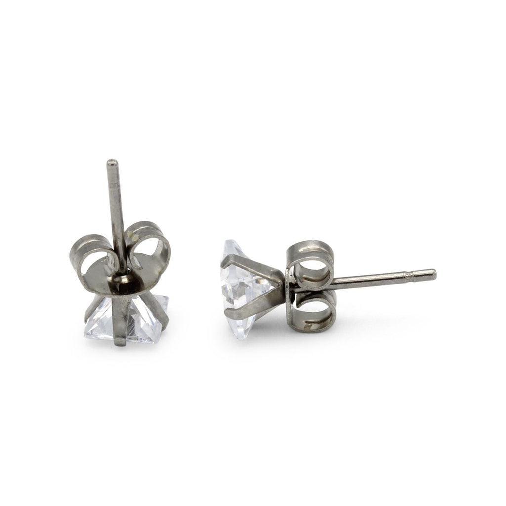 Cubic Zirconia Round Silver Stud Earrings Set Of 2 Stainless Steel Jewelry Men Women