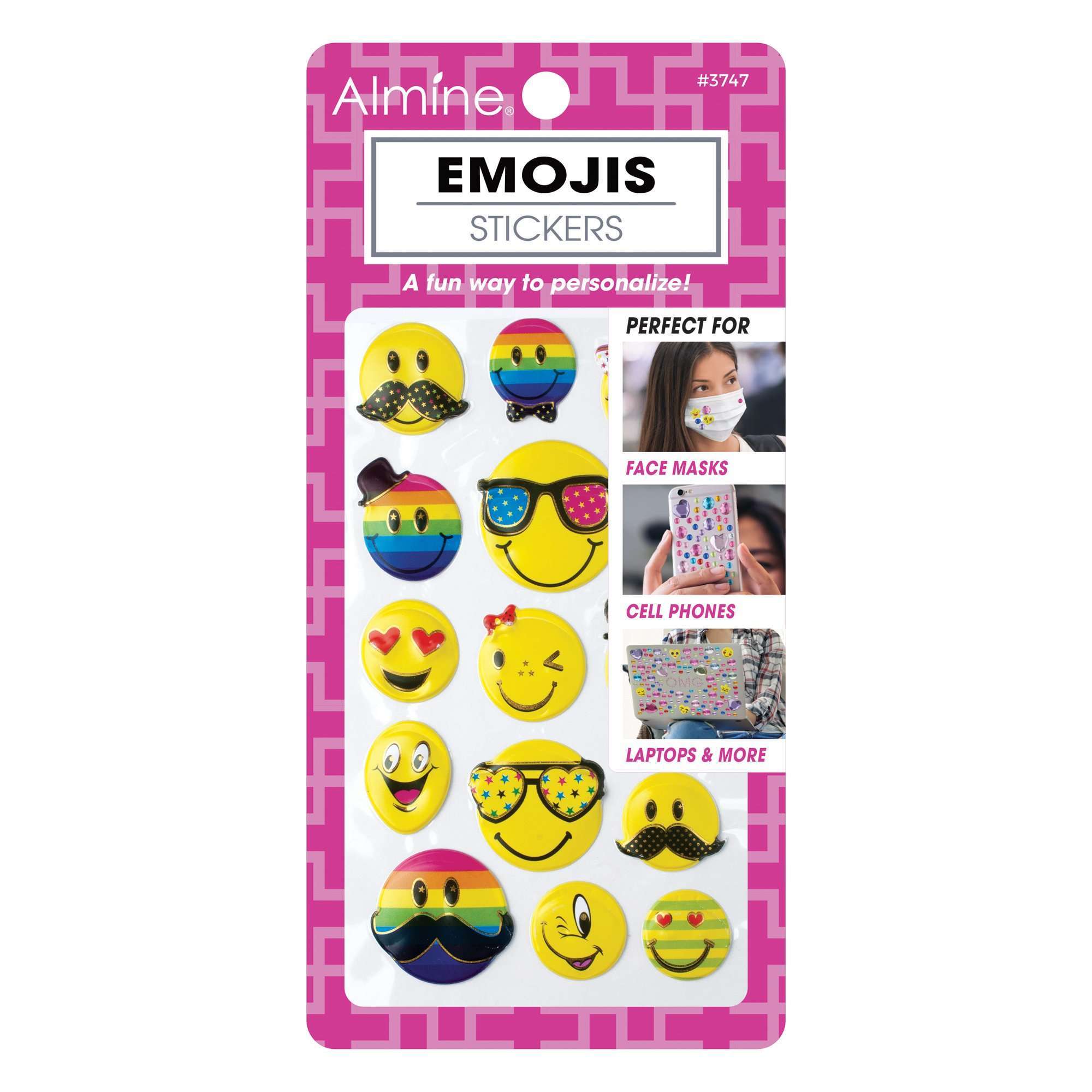 Almine Mask Sticker w Emojis, Assorted