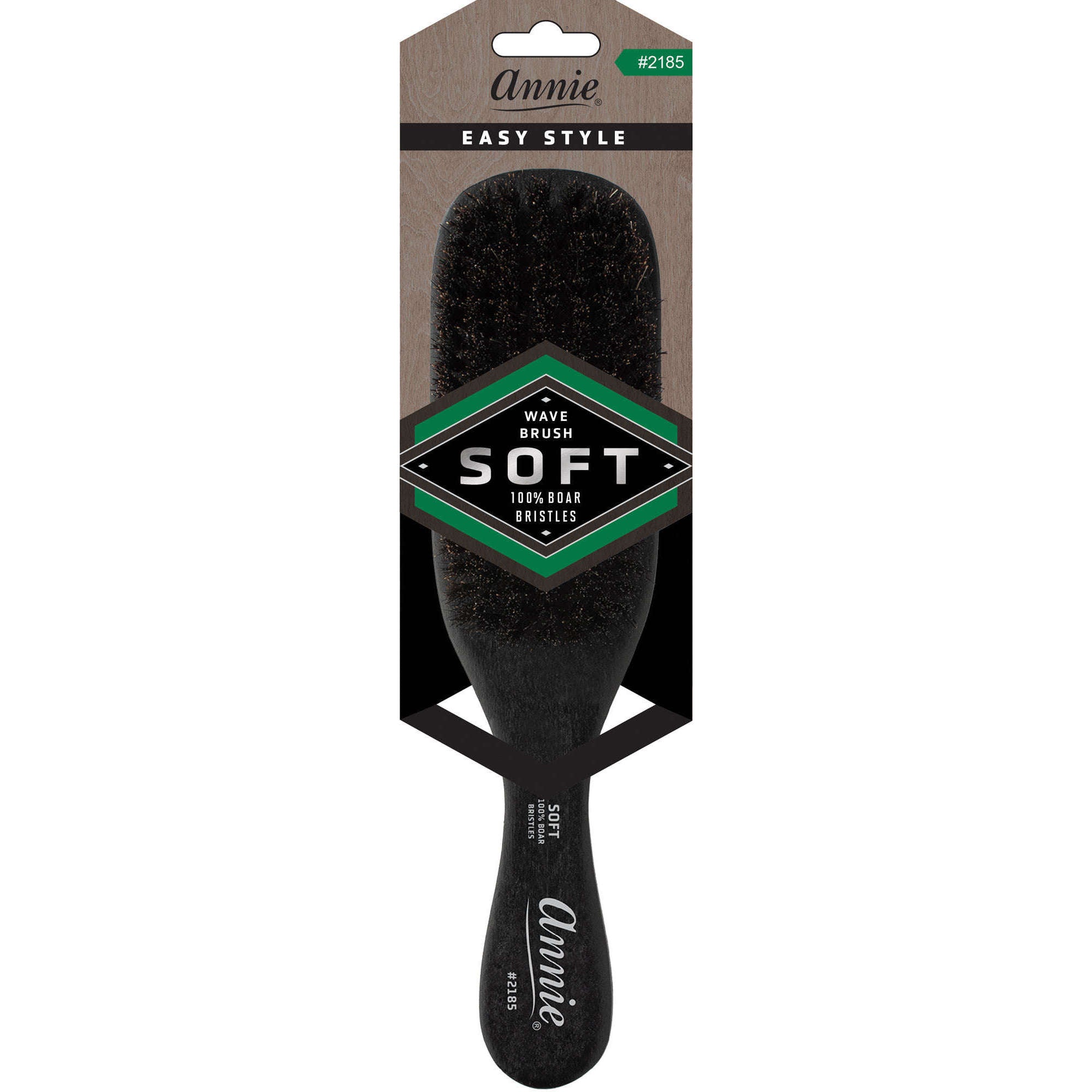 Annie Easy Style Soft Wave Brush, 100% Boar Bristle, Black