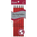 Annie Flex Grip Hair Rollers 1/2 Inch, 6 Count, Red