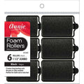 Annie Foam Hair Rollers 1 1/2 Inch Jumbo, 6 Count, Black