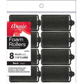 Annie Foam Hair Rollers 1 1/4 Inch X-Large, 8 Count, Black