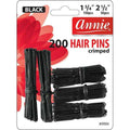 Annie Hair Pins Crimped Combo Set 1 3/4 Inch & 2 1/2 Inch, 200 Count, Black