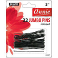 Annie Jumbo Hair Pins Crimped 3 Inch, 32 Count, Black