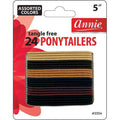 Annie Tangle Free Thin Ponytailers 5 Inch, 24 Count, Assorted Colors