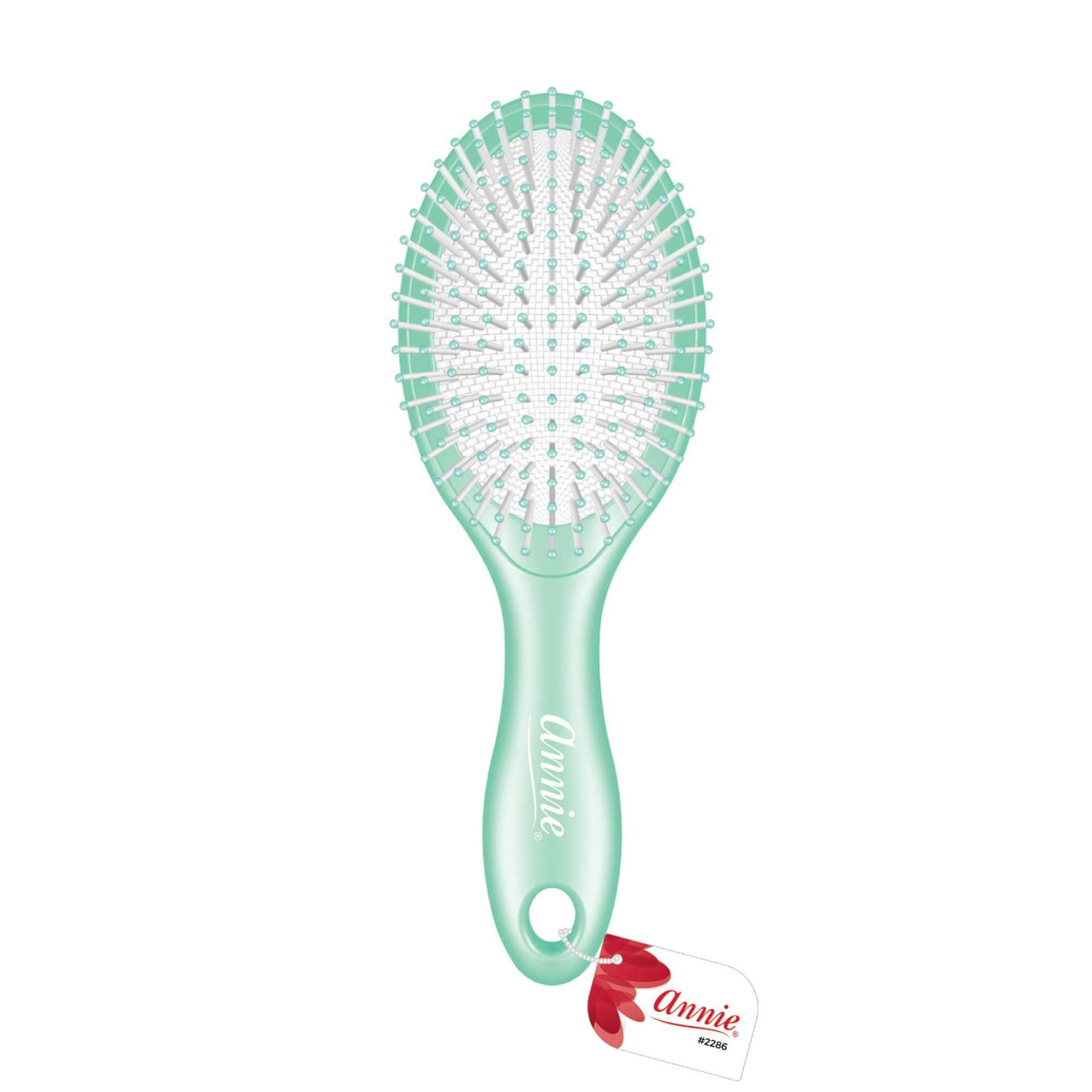 Annie Pastel Cushion Brush, Ball-Tipped Bristles. Aqua