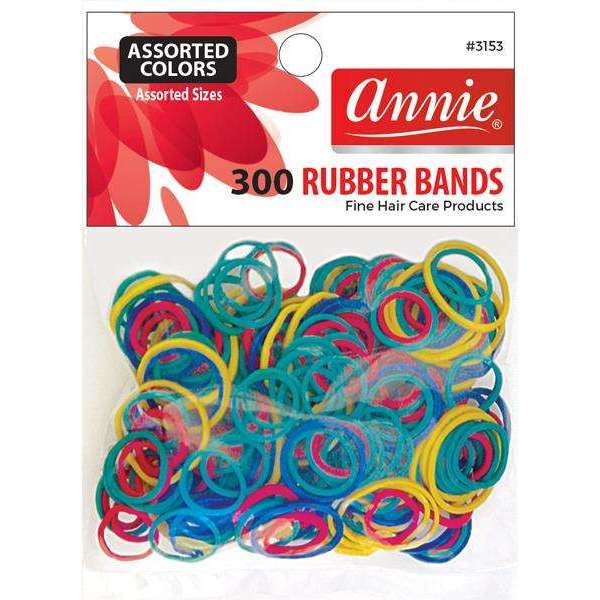Annie Hair Rubber Bands Assorted Sizes, 300 Count, Assorted Colors