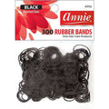 Annie Hair Rubber Bands Assorted Sizes, 300 Count, Black