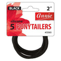 Annie Silicone Ponytailers 2in, 5 Count Elastic Hair Ties, Black