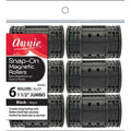 Annie Snap-On Magnetic Hair Rollers 1 1/2 Inch Jumbo, 6 Count, Black
