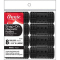 Annie Snap-On Magnetic Hair Rollers 1 1/8 Inch  X-Large, 8 Count, Black