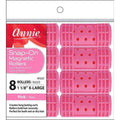 Annie Snap-On Magnetic Hair Rollers 1 1/8 Inch X-Large, 8 Count, Pink