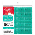 Annie Snap-On Hair Rollers 7/8 Inch Large, 10 Count, Green