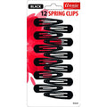 Annie Spring Hair Clips, 12 Count, Black
