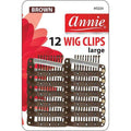 Annie Wig Clips Large, 12 Count, Brown