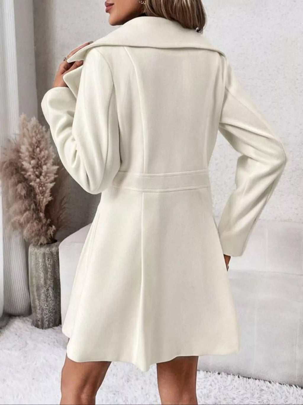 Double-Breasted Wool Blend Coat