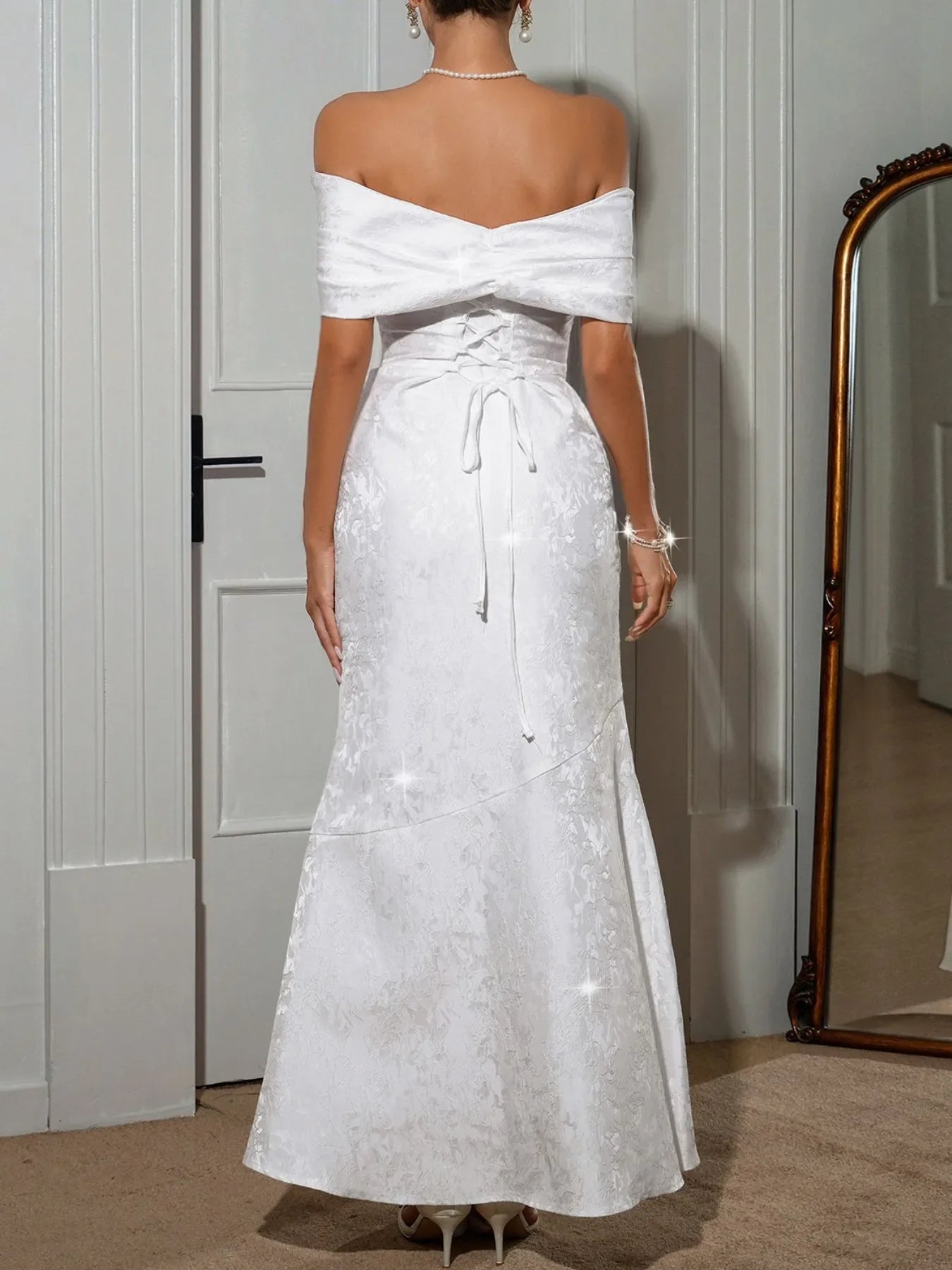 Bow Off-Shoulder Maxi Dress