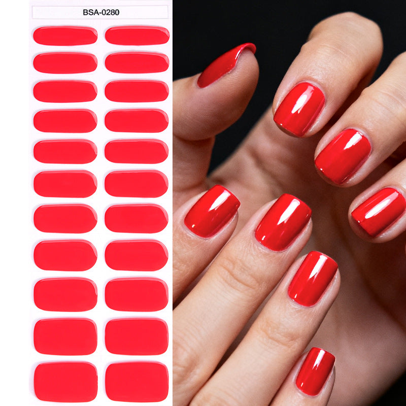 Simple Solid Color Scallion Powder No-bake Gel Nail Stickers