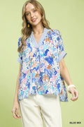 Umgee Mix Boho Printed V-Neck Top