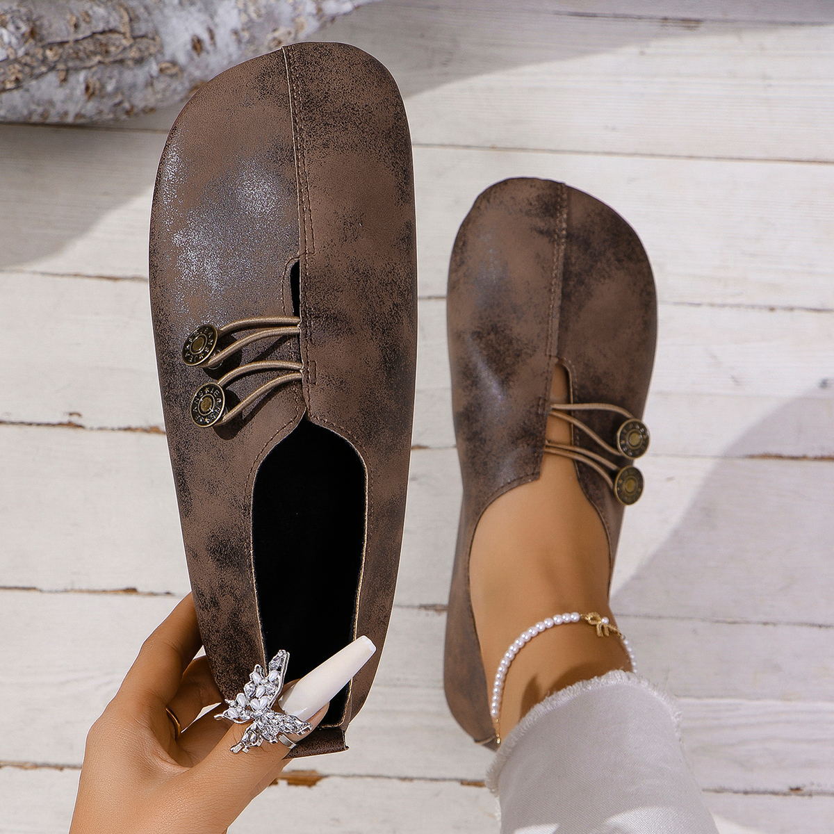 Round Toe Slip-Ons