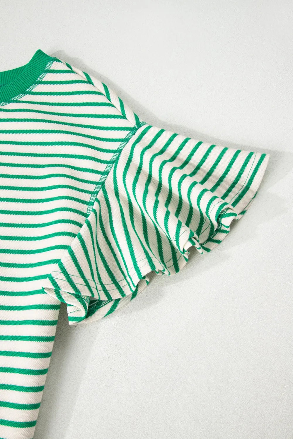 Striped Flounce Sleeve Casual Blouse