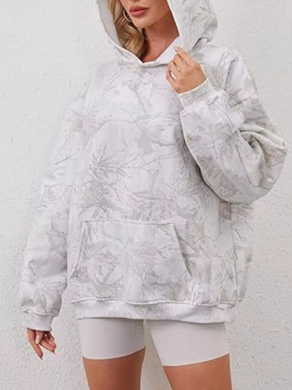 Full Size Kangaroo Pocket Long Sleeve Hoodie Plus Size