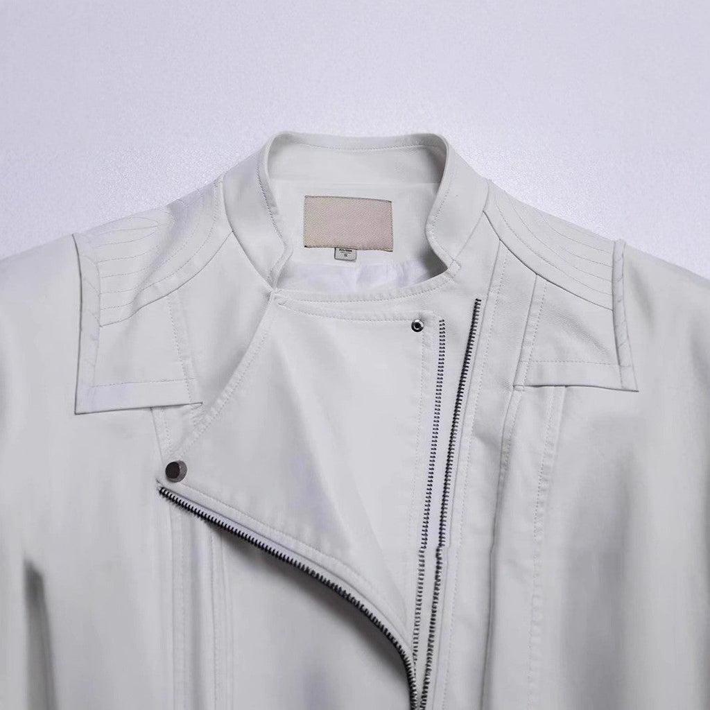 New Women's Leather Top Coat European And American Fashion Motorcycle Slim Fit Short Leather Jacket Jacket Zipper One Generation