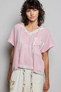 POL Short Sleeve Hooded Top with Back-Open Detail