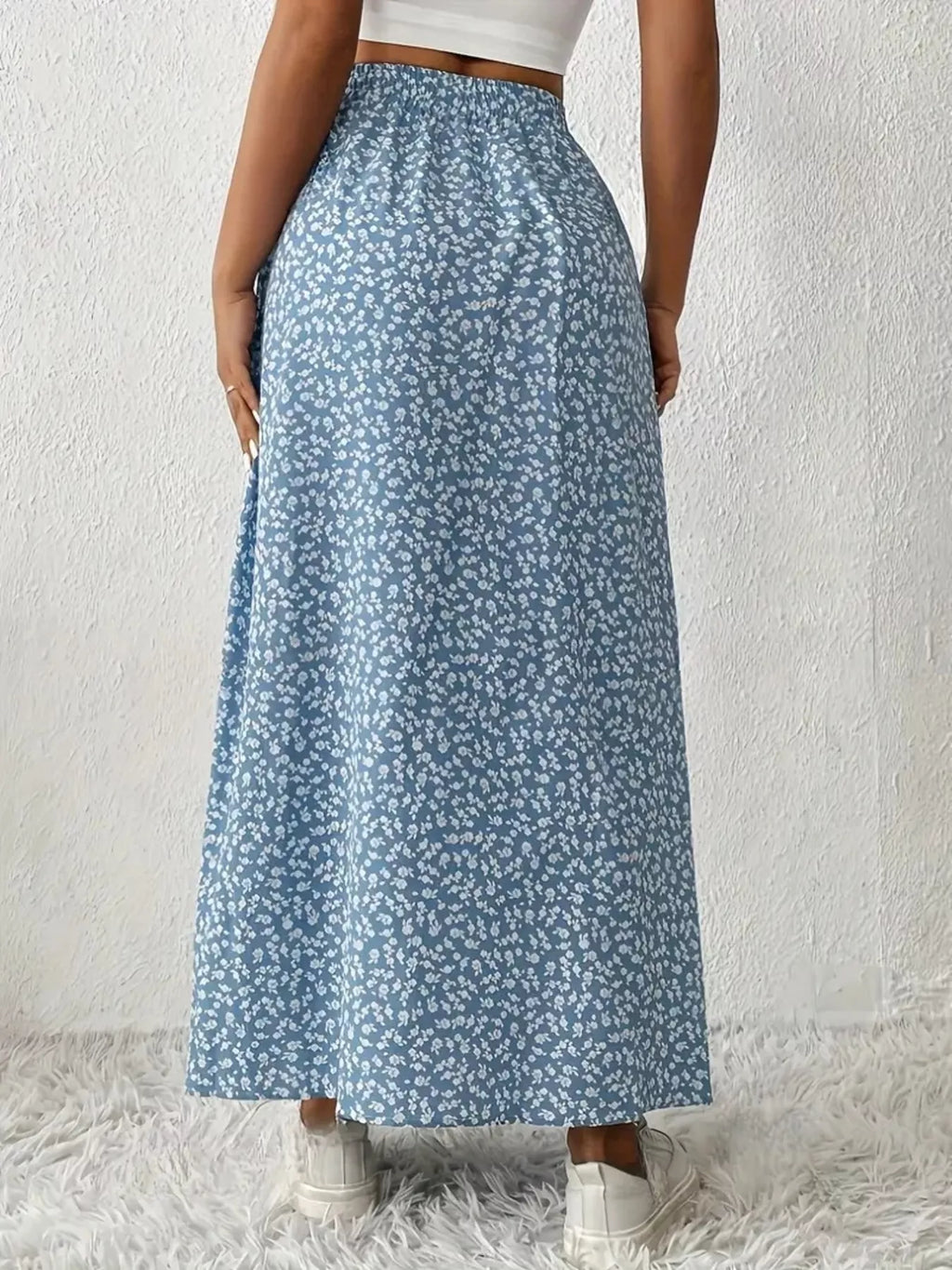 Slit Printed Skirt