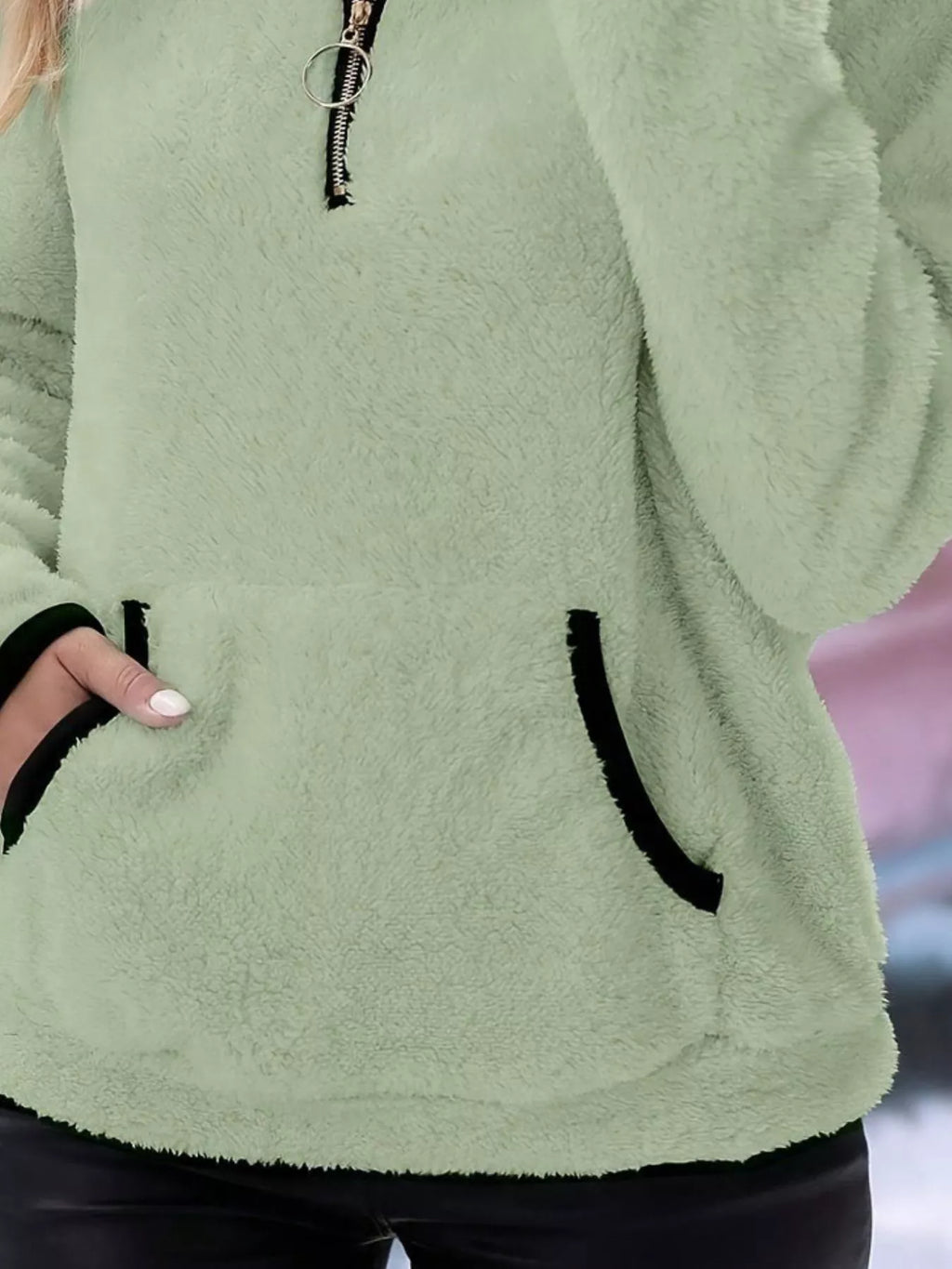 Full Size Cozy Fleece Quarter Zip Long Sleeve Sweatshirt Plus Size
