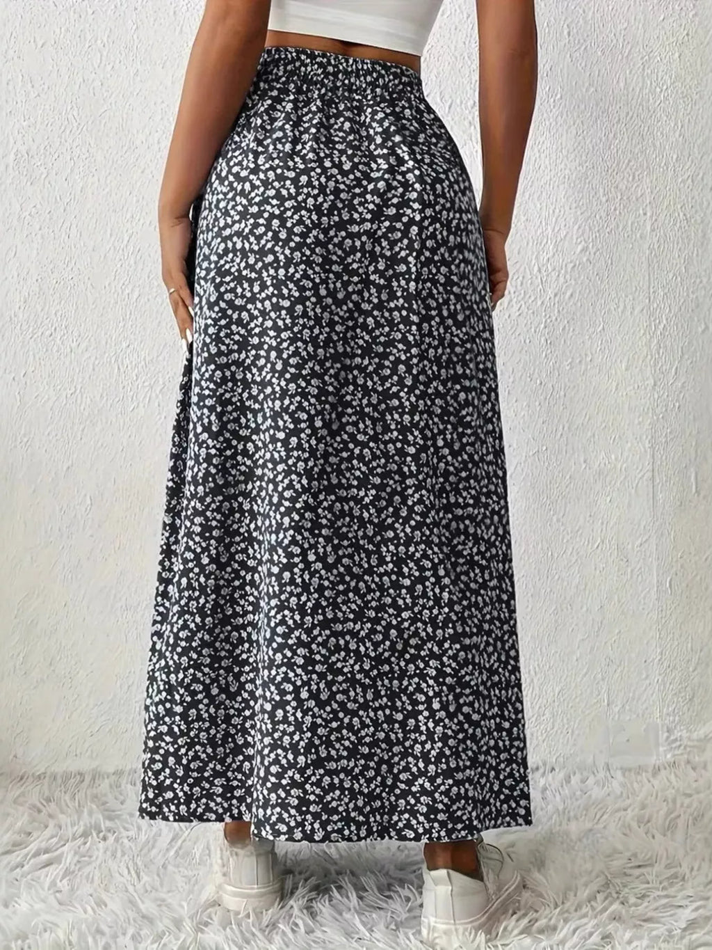 Slit Printed Skirt