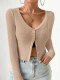Ribbed Knit Button-Up Cardigan