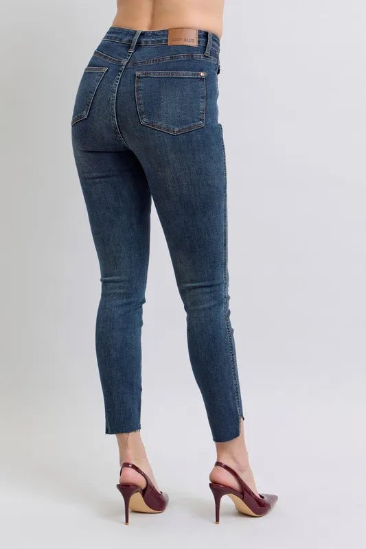 Judy Blue Full Size High Waist Tummy Control Step Hem Skinny Jeans Plus Size