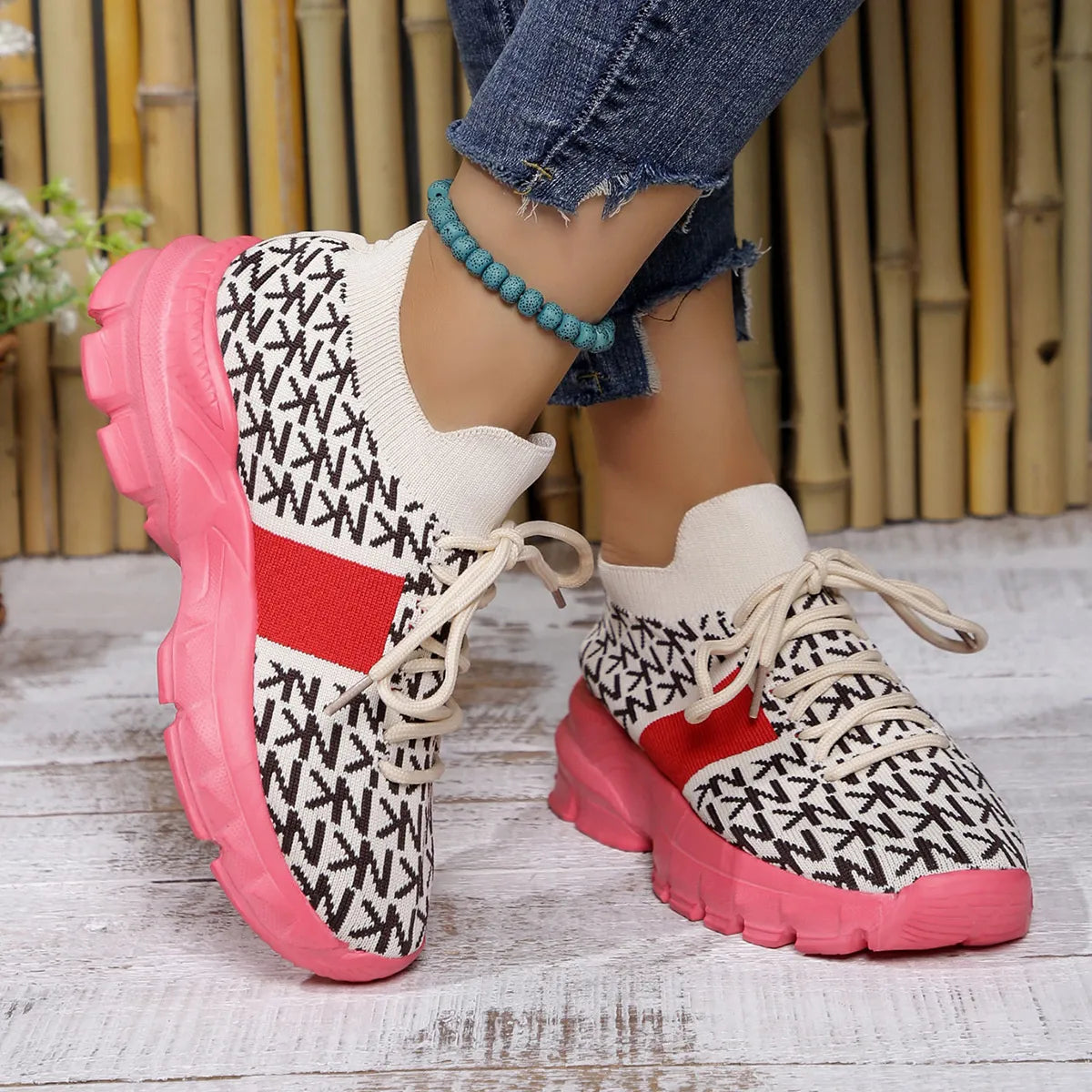 Round Toe Lace Up Sneakers