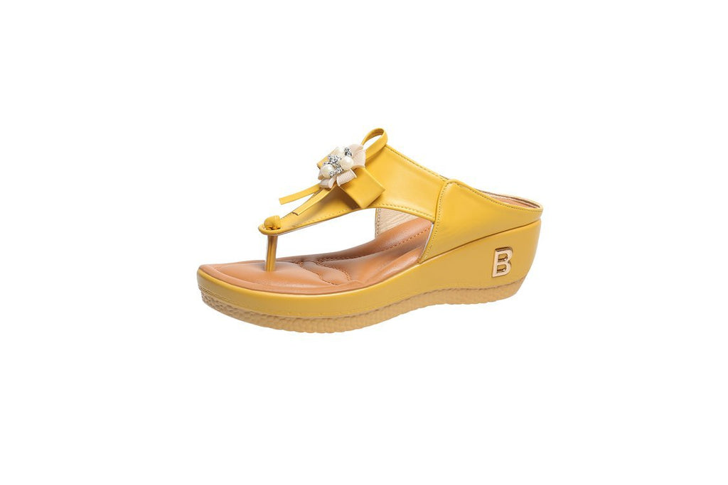 Women's European And America Flower Flip Flops Large Size Beach Shoes