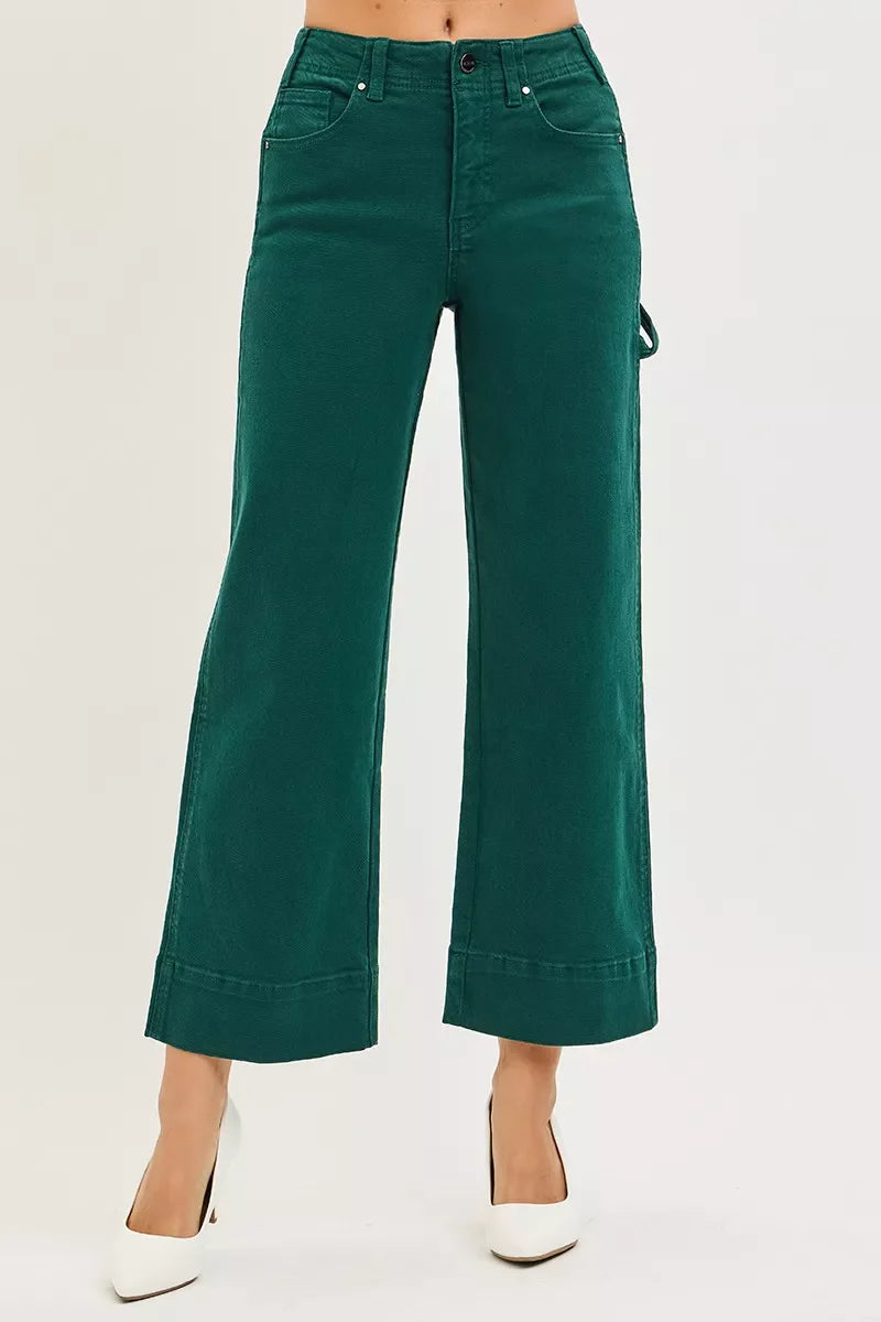 RISEN Tummy Control High Rise Crop Wide No Waist Band Pants