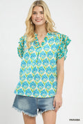 Umgee Double Frill Sleeve Floral Blouse