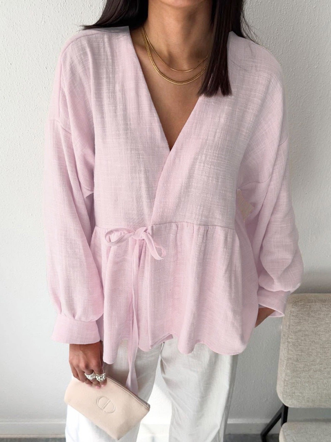 Tie Front Long Sleeve Shirt
