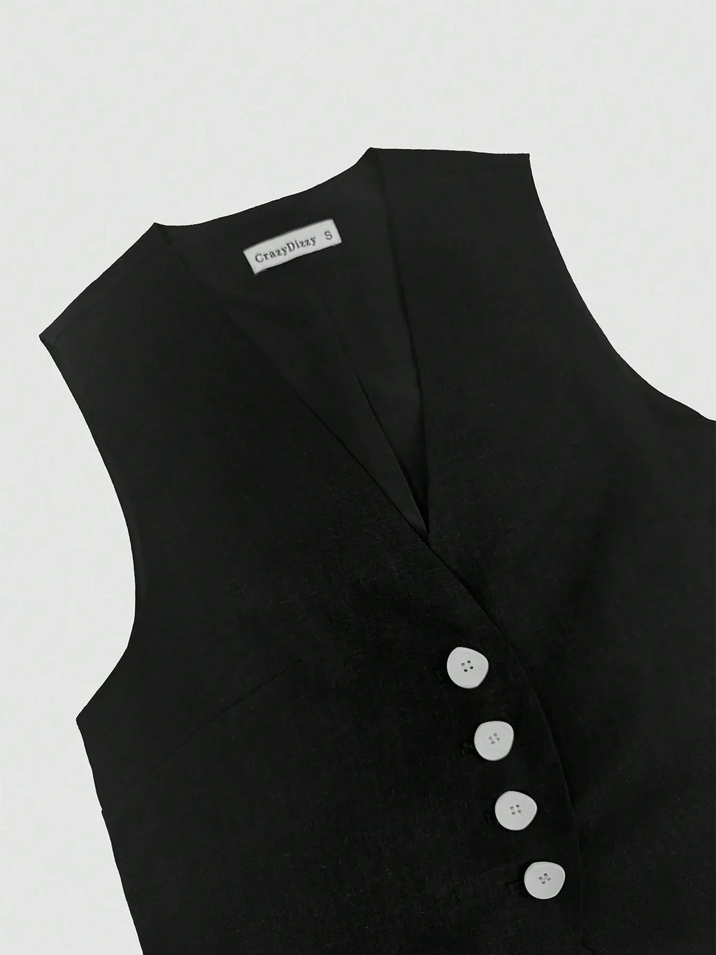 V-Neck Button Detail Vest and Skirt Two-Piece Set