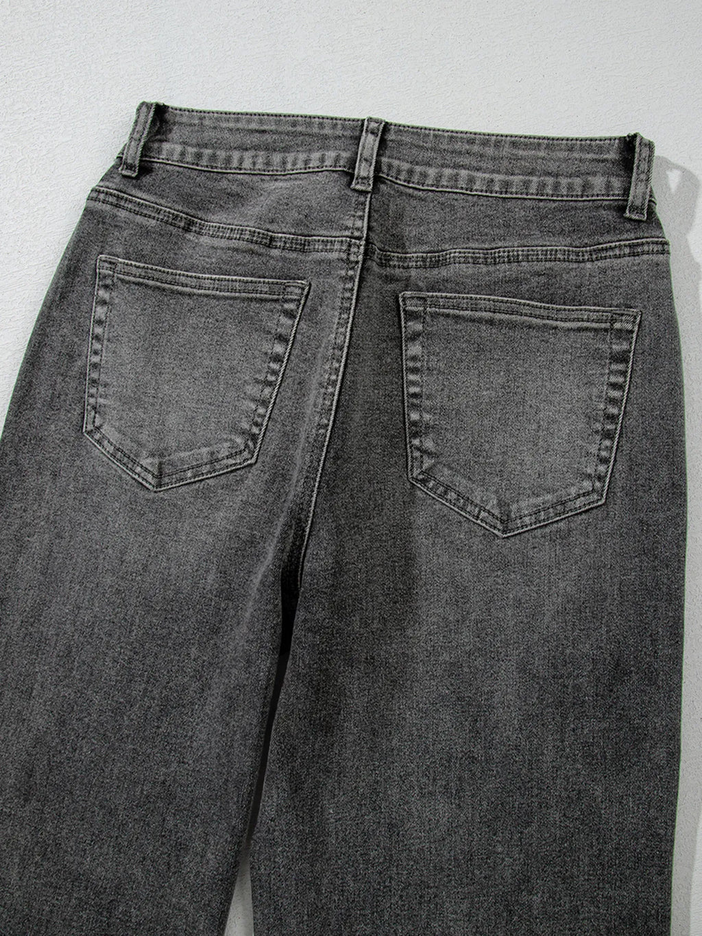 Raw Hem Unique Cuffs Straight High Rise Loose Jeans