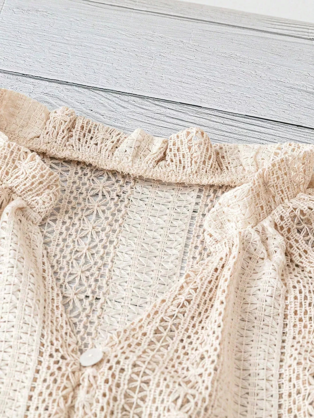 Lace Notched Long Sleeve Shirt